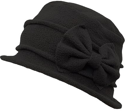 ZffXH Chapeau Cloche Femme Automne Hiver en Feutrine Vintage Années 20 Fleece Noir, Église Bowler Church Derby Bucket Cap