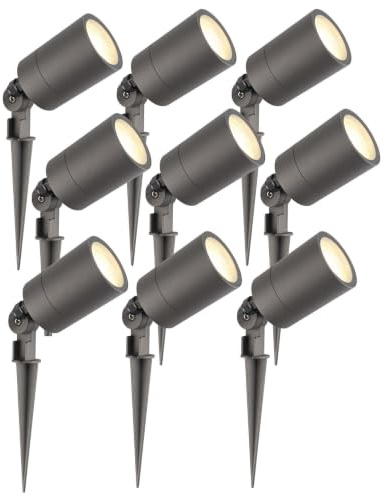 Ledvion 9er Set Gartenstrahler mit Erdspieß IP65 3W 2700K GU10 dimmbar | Fuer Garten Terrasse Einfahrt Wege Beete und dekorative Aussenbeleuchtung