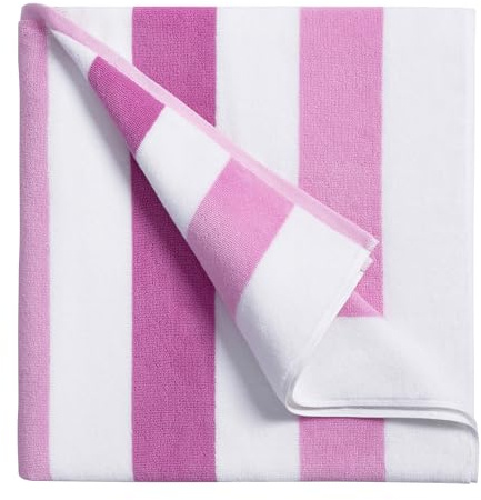 Bornbay Large Beach Towel Oversized - 40X70 Big Cute Beach Towels, Extra Large Thick Pink Stripe Towels, XL Wide Fluffy Swimming Towel Oversize, Giant Mauve Stripe Cotton Pool Towel for Adults