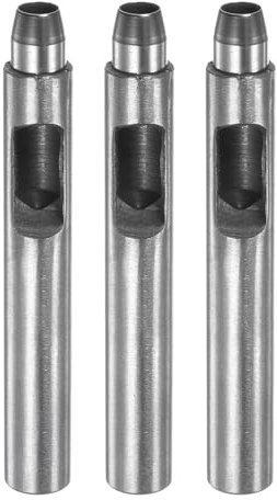 QUARKZMAN 3Pcs Perforadora de Agujeros de Cuero de 8mm Recta Redonda Remachadora de Ojales para Artesanía En Cuero Ropa Bolso Tela Cortina