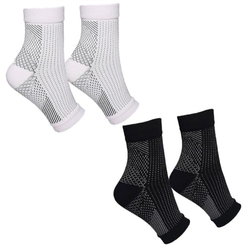 YOCDNOV 2 Paar Orthopädische Kompressionssocken - Herren Und Damen Orthoback Socken Kompressionsstrümpfe,Für Herren und Damen, Plantar Fasciitis Socken für Sport Fitness(schwarz+weiß)