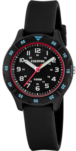Calypso Orologio Bambino Analogico - Gomma Nera - Movimento al Quarzo - Vetro ad Alta Resistenza - Impermeabile 10 ATM - Junior Collection - K5847/4