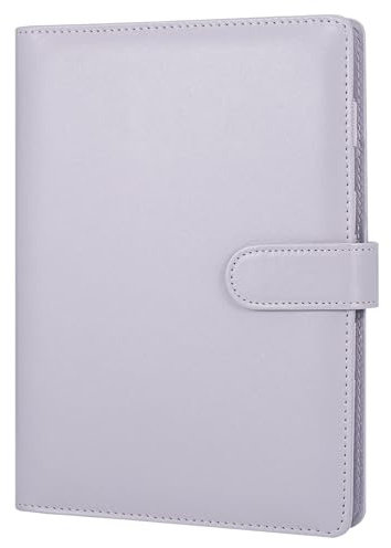 JIANTA A5 Binder 6 Loch, A5 Ringbuch PU-Leder, Budget Ringbuch Nachfüllbar | mit Innertaschen Budget Binder A5 Notebook Binder Lila(ohne Innenpapier)