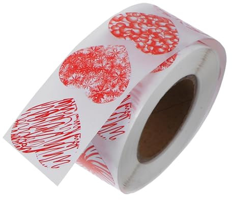 OHPHCALL 1rolle Rollende Herzaufkleber Für Valentinstag Selbstklebende Etiketten Für Einladungen Und Dekoration Praktische Kreative Deko Für Hochzeiten Und Feste