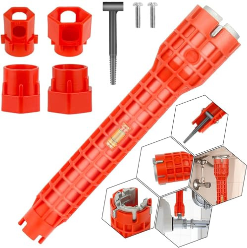 KSVFTB 14 in 1 Tap Spanner, Basin Wrench, Tap Spanner Set with Comfortable Grip, Sink Tap Spanner for Tight Space, Multi-Functional Sink Wrench for Sink, Bathroom and Kitchen Plumbing Repair