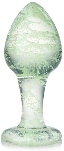 Roluck Glas Analplug Butt Plug Leuchtend Kristall Buttplug Glasdildo Sex Spielzeug Geeignet für Männer, Frauen, Paare unterschiedlichen für Anfänger und Profis (M)