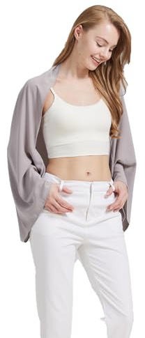 BEAUTELICATE Dicker Chiffon Stola Damen Festlich Elegante Schal mit Ärmel Bolero Cardigan Brautjackefür Abendkleid Hochzeit Sommer Frühling, Grau