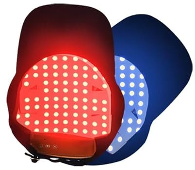 Elitzia Rotlichttherapie-Kappe für Haarnachwachsen, Vibrationsmassage, Kopfhautpflege, fördert schnelles Nachwachsen, Rot- und Blaulicht-Hut und Helm, Haarausfall, Ausdünnungsbehandlung für Männer und