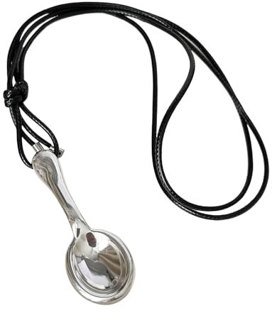 RETUOLWAG Handmade Silver Spoon Necklace Trendy Silver Spoon Neck Jewelry Elegant Knot Cord Neckchain for Fashion Lovers