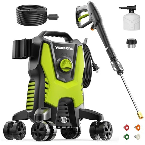 YERYORK Electric Pressure Washer, 4800 PSI 3.0 GPM Power Washer with 4 Lockable Wheels, Steel Wand, 4 Quick Connect Nozzles, 500ml Foam Cannon, High Pressure Washer for Decks/Driveways/Cars