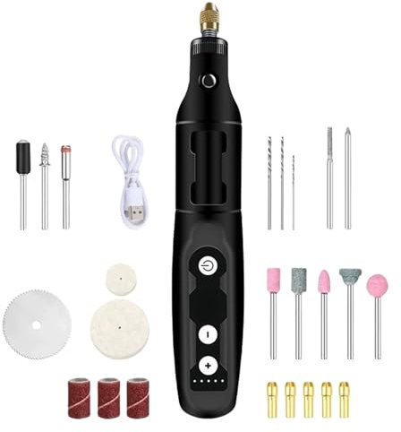 Set di utensili rotanti multifunzione 3.7V 5 velocità Cordless Grinder Set con 24 accessori per lucidatura e incisione Strumento rotante