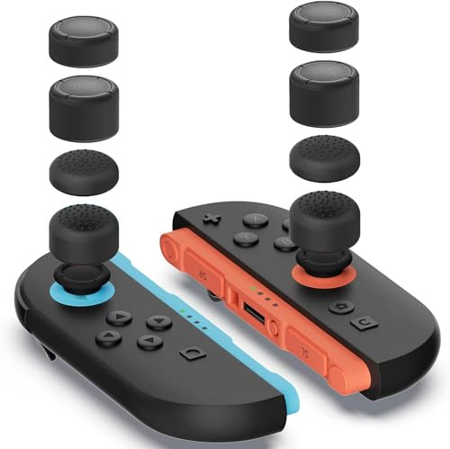 HAOBIN 8 stycken joystick lock för Nintendo Switch 2, ergonomiska handtag för bättre grepp och precision, svart, 4 storlekar