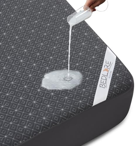 BEDLORE Matratzenschoner 90x200 cm - Wasserdichter & geräuscharmer Matratzenbezug mit Tiefenrand (bis 30 cm) - Weiche, atmungsaktive Auflage - Maschinenwaschbar (Dunkelgrau)