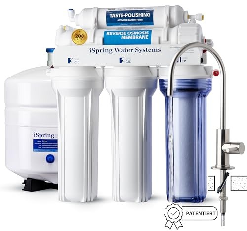iSpring RCC2 200 GPD Filtración de Agua por Ósmosis Inversa Bajo Fregadero, 5 Etapas, Capacidad Mejorada, Grifo de Montaje Fácil Patentado para Instalación sin Complicaciones