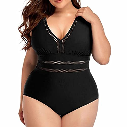 Maillot De Bain Femme Grande Taille Maillot De Gainant Une Pièce Grossesse Maillots Culotte Haute Sexy Transparent Tankini Natation Armature Combinaison avec 1 Ventre Plat 2XL Bronzant Jupette