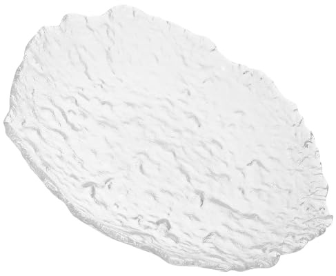 NUOBESTY Assiette en Verre Transparente Relief pour Steak et Pâtes, Plat de Service Grosse Taille Cuisine Occidentale, Vaisselle Ménagère Résistante, Restaurant et Repas Familiaux