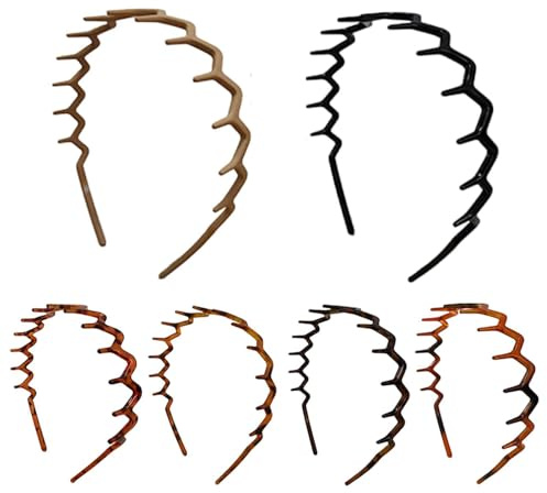 Fasce per Capelli a Pettine Donna Set Da 6 Fasce Antiscivolo Dentate Slick | Fasce Per Capelli Con Denti Adatta per Capelli Ricci e Lisci, Allenamento, Trucco, Cura della Pelle, Doccia, Lavag