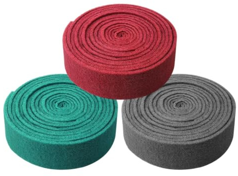 RANJIMA 3 rullar abrasivt nonwoven 2 m x 100 mm för trä, rostfritt stål, metall och slipsvamp, professionella applikationer, korn 180/320/40