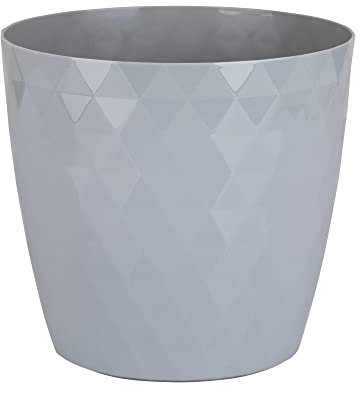 Home Garden Ornaments Plant Pots Indoor, Indoor Plant Pot - Decorative Plastic Flower Pots with Glossy Crystal Surface (Diameter: 16cm, Colour: Grey)