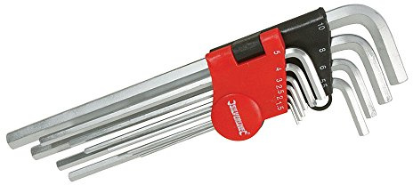 Silverline 719784 Profi-Innensechskantschlüssel, metrisch, 10-tlg. Satz 1,5–10 mm