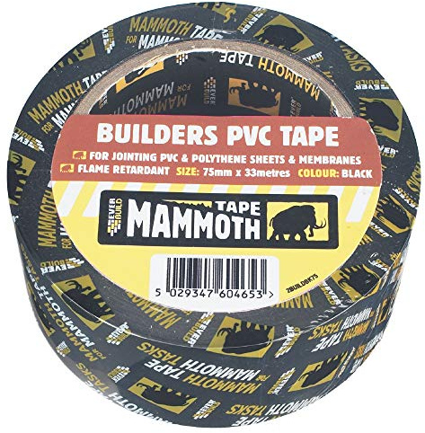 Everbuild Mammoth Builders Ruban adhésif PVC ignifuge Noir 75 mm x 33 m