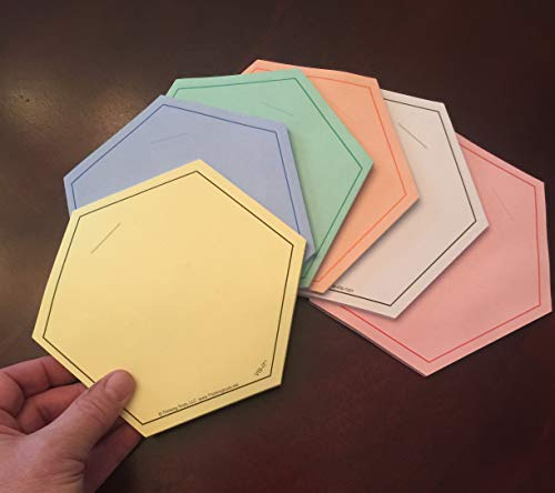 Large (6) Hexagon Sticky Note Pads Set (6 Colors, 50 Sheets Per Pad)