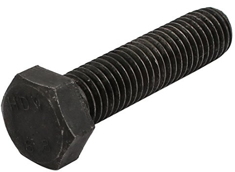 sourcing map Sechskant Maschinenschrauben 8.8 Grad M12x50mm Schwarz | 1 Stück, Sechskantschraube Vollgewinde Linksgewinde