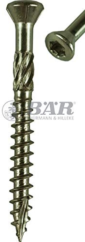 BÄR Terrassenschraube Edelstahl A2 Abmessung 5,0 x 50 mm,Cut-Spitze,Frässchaft,T25, 100 Stück