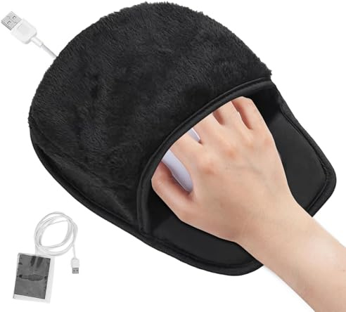 Agatige Tapis De Souris Chauffant USB, Chauffe Main Souris pour Les Mains Spacieux Tapis De Réchauffement des Mains D'ordinateur d'hiver Accessoires De Bureau Portables pour Hommes Et Femmes(Noir)