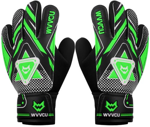 WVVOU Torwarthandschuhe Kinder und Jugendliche, Fußball Torwarthandschuhe, Fußballhandschuhe, Doppeltem Schutz, Tragbarkeit, Super Halt