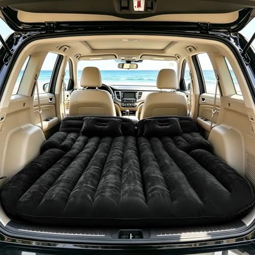 Icelus Uppblåsbar SUV luftmadrass campingsäng uppblåsbar tjock luftmadrass för bil, 195 × 130 cm, lastbilsmadrass, bil resa sovsäng för universell SUV