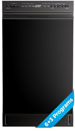 Midea 18 Inch Built-in Dishwasher, Slim Space-Saving Design with Stainless Steel Tub, 8 Place Settings & 6 Wash Cycles, Energy Star Certified Dishwasher with Heated Dry & High-Temp Wash, Black