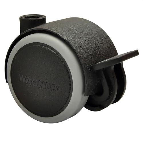 WAGNER 01072701 - Rueda doble para muebles, diámetro de 40 mm, altura de 45 mm, con freno, color negro, capacidad de carga de 35 kg