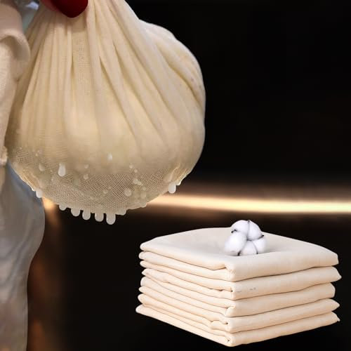 FUKPO 5 Piezas Tela Filtrante Algodón Reutilizable, Cheese Cloth Strainer Colador Cuadrado Para Cocina, Queso Cheesecloth (50 x 50cm)