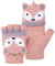 MELLIEX Fingerlose Handschuhe Kinder, Winter Flip Top Handschuhe, Warme Halbfinger Fäustlinge, Gestrickt Klapphandschuhe für Jungen Mädchen 5-10 Jahre，Fuchs-Rosa