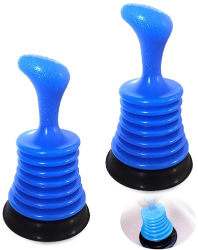 RFYTDCF 2PCS Sink Plunger, Drain Plungers for Unblocking Plunger Sink Unblocker with Large Bellows for Kitchens Bathrooms Baths Waste Pipes and Showers Blue
