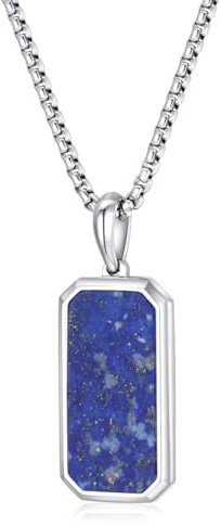 GAVU Herren Dog Tag Anhänger Kette aus natürlichen Edelsteinen