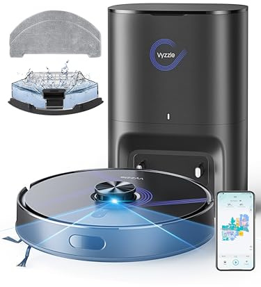 Vyzzle Robot Vacuum Cleaner with Mop, 5500Pa Suction, Lidar Navigation Robot Vacuum and Mop, 60 Days of Hands-Free Cleaning, 150 Mins Runtime, App/Voice Control, for Hard Floor, Carpet, Pet Hair, E20