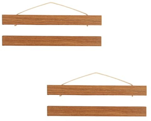 Hawpasy 2er Set 21cm Magnetisch Posterschiene A4, Bilderrahmen aus Teak für Wandbilder, Bilderleiste Magnetisch, Poster Aufhänger Holz, Holzleisten für Poster