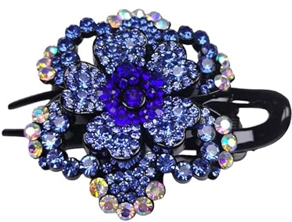 WANYI Haarspange Strass Elegante Haarspangen Damen Glitzer Blumen Haarklammer Mode Haarschmuck Exquisite Haarklammern für Frauen und Mädchen(Blau)