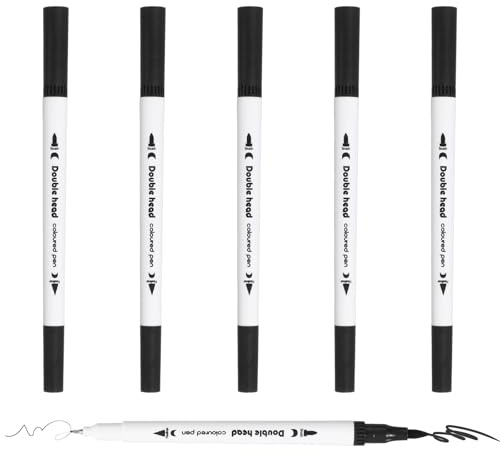 PATIKIL 6er Pack Doppelspitzige Pinselmarker Schwarze Aquarellstifte Mit Feiner Und Pinselspitze Farbige Marker Kalligrafie Malzubehör Set Für Malbücher Illustration Skizzieren Journaling