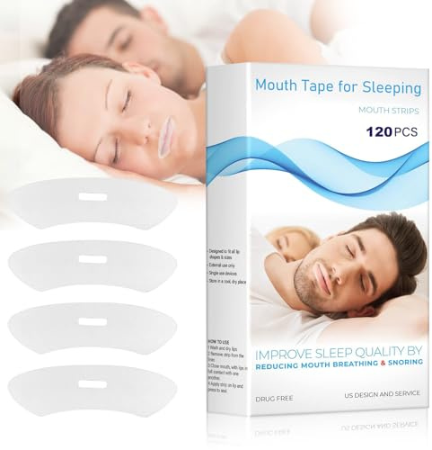 Mouth Tape for Sleeping, 120 Strisce Bocca Anti Russare, Nastro la Bocca per Uomini e Donne, Riduce la Respirazione dalla Bocca e il Russare, Dispositivo Anti Russamento