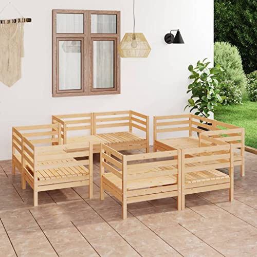 QJBSAVVA Salon de jardin 8 pièces en pin massif 63,5 cm, groupe d'angle modulaire pour balcon, terrasse, camping, peu encombrant, extensible