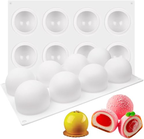 Moule En Silicone Demi Sphère, Ø 65mm, Moule Forme Demi Sphères 8 Cavités | Réutilisable, Facile À Démouler, pour Chocolat, Savon, Pudding, Glaçons, Gâteaux et Mousse à Dôme