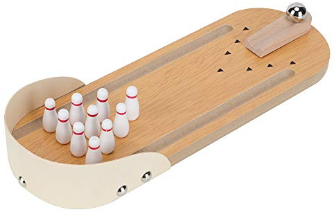 Ausla Gioco da Bowling da Tavolo, Mini Set da Bowling da Tavolo in Legno 29,5 X 10 X 4 Cm, Giocattolo per Alleviare Lo Stress e Sviluppare abilità, Gioco da Scrivania per Feste in Famiglia per