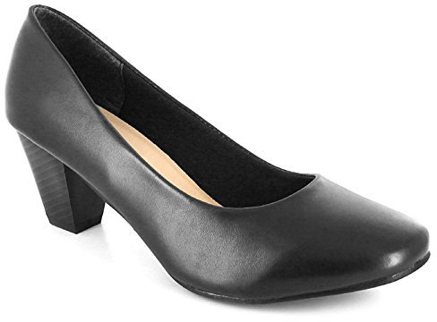 Comfort Plus® Ladies Womens Court Shoes Pumps Wide E Fitting Classic Casual Formal Wider Fit Work Office Comfy Smart Comfortable Slip On Shoe Low Mid Block Heels Size 3-8(Matt,UK 8)