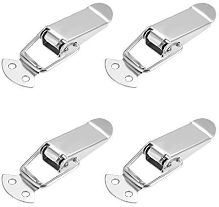 sourcing map Fermeture à Levier Fermoir 201 Acier Inox Ressort Chargé Basculer Loquet Capture Pince Moraillon 90mm, 4pc