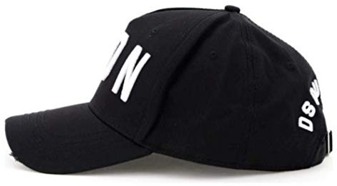 DSQUARED 2 Icon Distressed Black Cap, Schwarz , Einheitsgröße