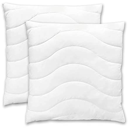 Bodyprotect 2er Set Kopfkissen, 100% Baumwolle, 80 x 80 cm, Steppkissen, Kissen, atmungsaktiv, Made in EU, Ökotex 100, Höhenverstellbar, 60 Grad waschbar, weiß