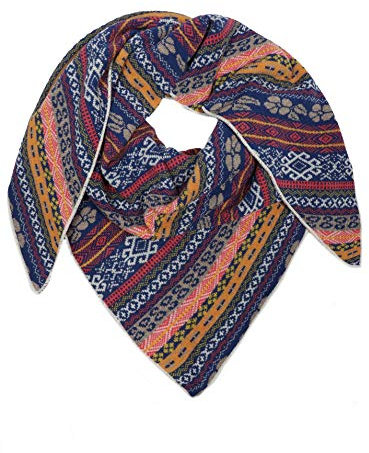 Zwillingsherz, foulard triangolare in cashmere e lana per donne, ragazze, bambini, foulard in cashmere di alta qualità con motivo invernale, sciarpa da donna per estate, autunno, inverno blu